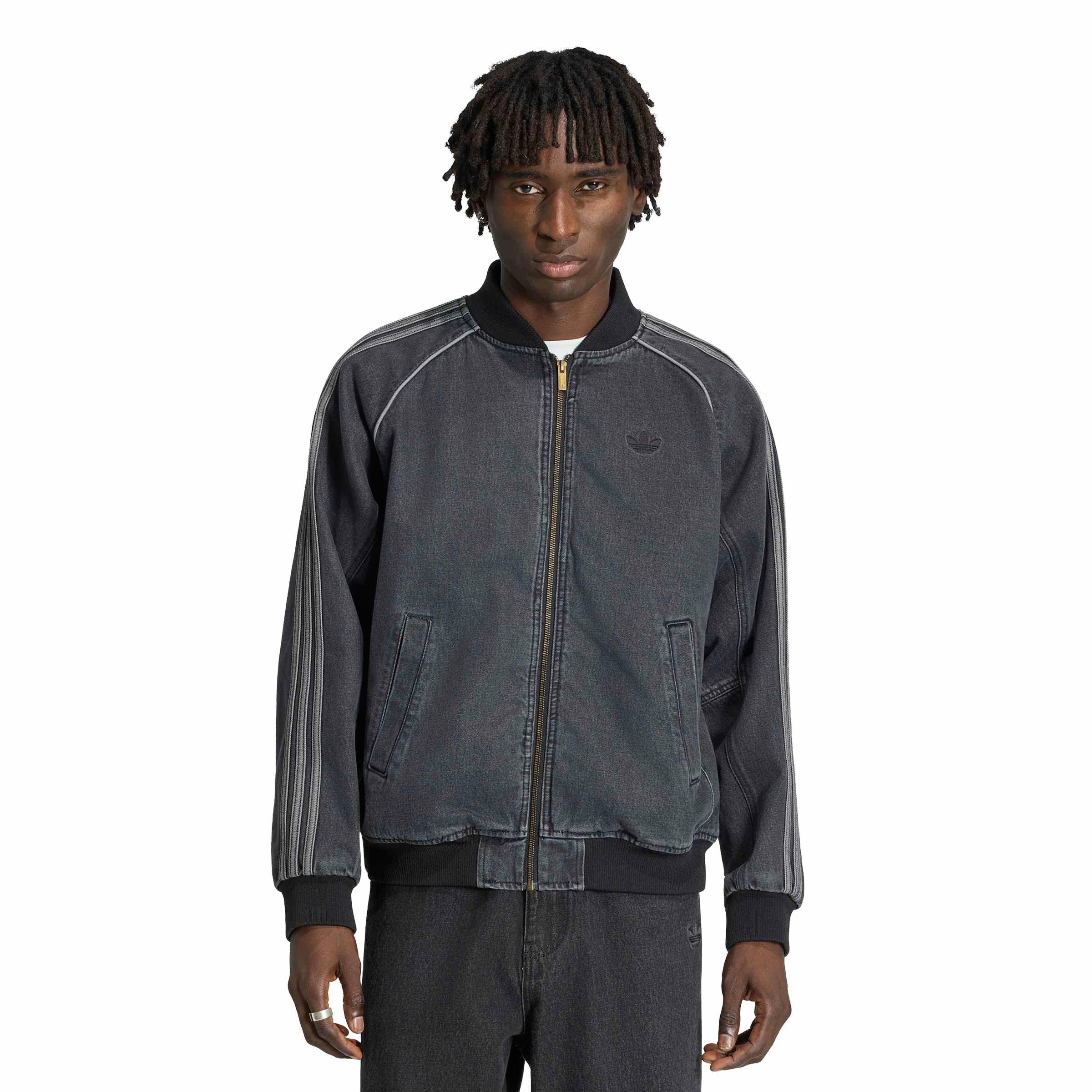 adidas Originals Men's Superstar Denim Track Top - Black - BLACK